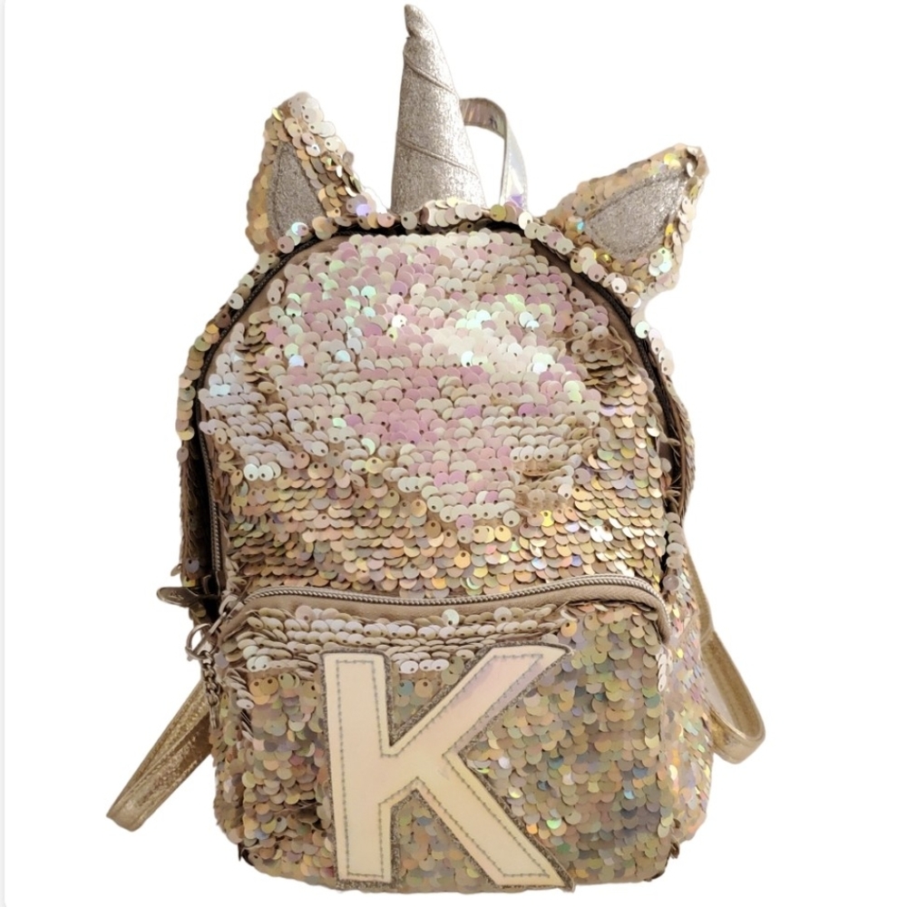 Justice Unicorn Flip Sequin Backpack Initial K